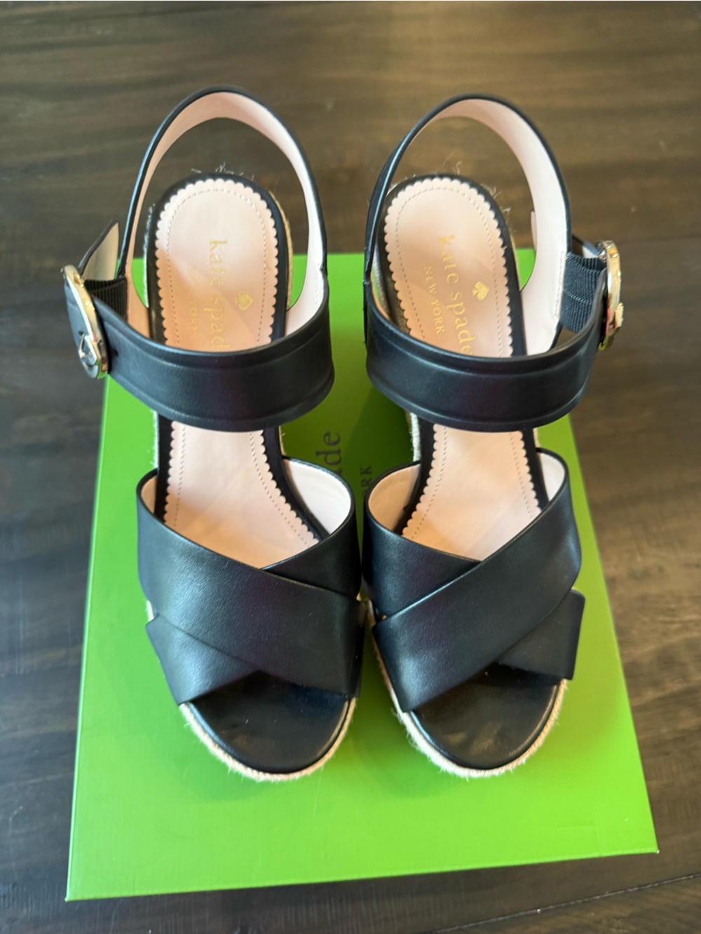KATE SPADE: Della Wedge; Black, 7.5